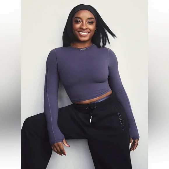 Nwt athleta Simone biles forever fleece mid rise barrel pant small tall black - Picture 7 of 12